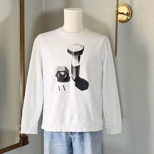 Armani Exchange Cotton Blend Graphic Sweatshirt L Streetwear Industrial Vibe